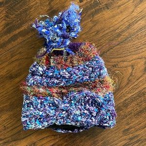 Nepalese multi coloured hat, fleece lined